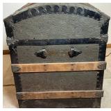 Antique Wood Trimmed Steamer Trunk - 20.5'D x 33.75'W x 25.25'H