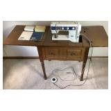 Elna Air Electronic SU Sewing Machine in Cabinet with Elna Accessory Kit