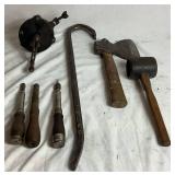 Antique Woodworking Tools in Wooden Tool Box