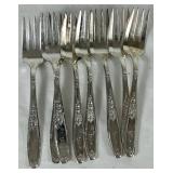Vintage 1847 Rogers Bros. Silver Plated Flatware - Heritage Design with 'A' Monogram  - Service for 8 , missing one teaspoon