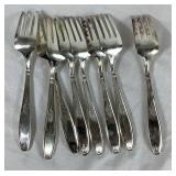 Vintage 1847 Rogers Bros. Silver Plated Flatware - Heritage Design with 'A' Monogram  - Service for 8 , missing one teaspoon
