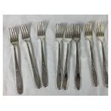 Vintage 1847 Rogers Bros. Silver Plated Flatware - Heritage Design with 'A' Monogram  - Service for 8 , missing one teaspoon