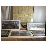 Railroad Enthusiast Collection - Includes: 31' x 48'  1930 Framed Railroad Commissioners' Map of Minnesota, 3 Framed Photo Prints, and  3 Unframed Prints( 2 -Donald Esse,1- B.Nieminen - signed and num