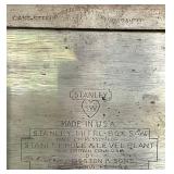 Three Antique E.C. Atkins Handsaws, 1 Disston Antique Saw, 1 Vintage 27' Disston Saw in Miter Box