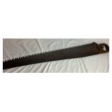 Three Antique E.C. Atkins Handsaws, 1 Disston Antique Saw, 1 Vintage 27' Disston Saw in Miter Box