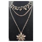 Silver Tone Necklace, Bracelet and Pins Bundle