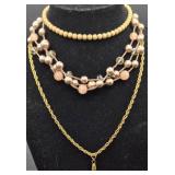 Vintage Gold Tone Necklaces with Earrings & Pins