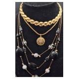 Vintage Gold Tone Necklaces with Earrings & Pins