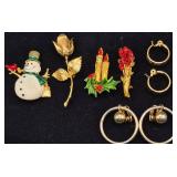 Vintage Gold Tone Necklaces with Earrings & Pins