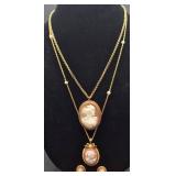 Vintage Cameo Necklaces and Earring Set