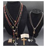 Collection of Vintage Rosaries, Crosses and Saints Medals