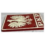 Vintage Cast Iron PKP Polish State Railwways Locomotive Plaque and Polish State Railways (PKP) Station Master's Cap