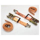 (2) Orange Heavy Duty Cargo Tie Down Ratchet Straps