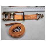 (2) Orange Heavy Duty Cargo Tie Down Ratchet Straps