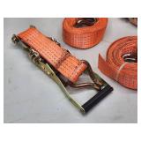 (2) Orange Heavy Duty Cargo Tie Down Ratchet Straps