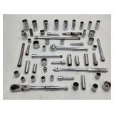 Large Assortment of 3/8' Standard Ratchet and Sockets