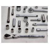 Large Assortment of 3/8' Standard Ratchet and Sockets