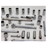 Large Assortment of 3/8' Standard Ratchet and Sockets