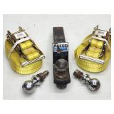(2) Heavy Duty Cargo Straps with Tow Hitch and Balls