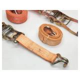 (2) Orange Heavy Duty Cargo Tie Down Ratchet Straps