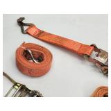 (2) Orange Heavy Duty Cargo Tie Down Ratchet Straps