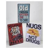 (3) Assorted Garage Tin Signs