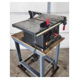 Craftsman Portable Table Saw Mounted on a Rolling Stand