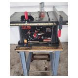 Craftsman Portable Table Saw Mounted on a Rolling Stand