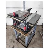 Craftsman Portable Table Saw Mounted on a Rolling Stand