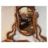 Vintage Wood Dresser with Swivel Wood Framed Mirror 6-drawer