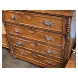 Vintage Wood Dresser with Swivel Wood Framed Mirror 6-drawer