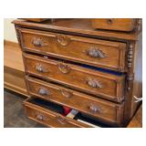 Vintage Wood Dresser with Swivel Wood Framed Mirror 6-drawer