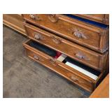 Vintage Wood Dresser with Swivel Wood Framed Mirror 6-drawer