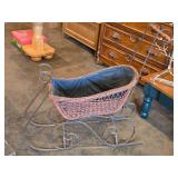 Vintage Doll Sleigh with Wrought Iron Runners and Handle