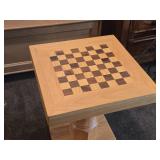 Wood Pedestal Chess Table with Black and White Chess Pieces