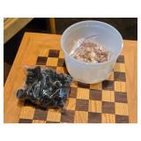 Wood Pedestal Chess Table with Black and White Chess Pieces