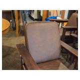 Vintage Mission Oak and Leather Morris Chair with Adjustable Reclining Back Rest
