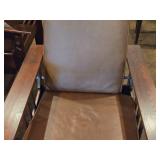 Vintage Mission Oak and Leather Morris Chair with Adjustable Reclining Back Rest