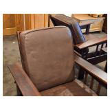 Vintage Mission Oak and Leather Morris Chair with Adjustable Reclining Back Rest