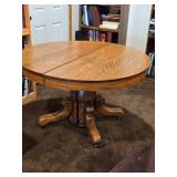 Wood Pedestal Dining Table with Caster Wheels 48"