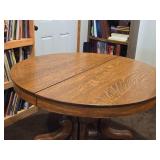 Wood Pedestal Dining Table with Caster Wheels 48"