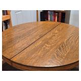 Wood Pedestal Dining Table with Caster Wheels 48"