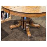Wood Pedestal Dining Table with Caster Wheels 48"