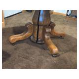 Wood Pedestal Dining Table with Caster Wheels 48"