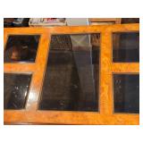 Elm Wood Chinese style Coffee Table with (5) Smoked Glass Panel Top