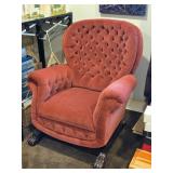 Victorian style Velvet Uphostered Rocking Chair with Claw Feet