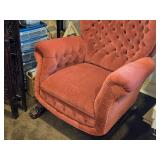 Victorian style Velvet Uphostered Rocking Chair with Claw Feet
