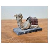 Resin Seated Camel with Striped Blanket