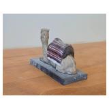 Resin Seated Camel with Striped Blanket