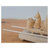 Russian Handcarved Wood Sculpture from Bogorodsk Depicting a Troika Scene with Horse Pulling a Sleigh